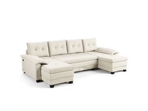 Canapé-lit en u 278x127x87 cm convertible en chenille beige sans matelas