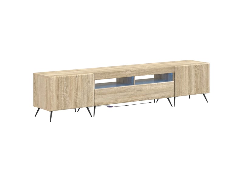  Meuble tv - banc tv - meuble de rangement led breda 3 pcs chêne sonoma bois d'ingénierie  - Conforama A