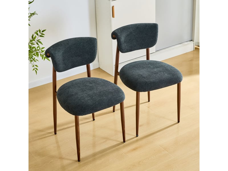  Table et chaises de salle à manger lot de 2 chaises chaise de rembourrée dossier courbé style moderne sans accoudoirs  - Conforama B