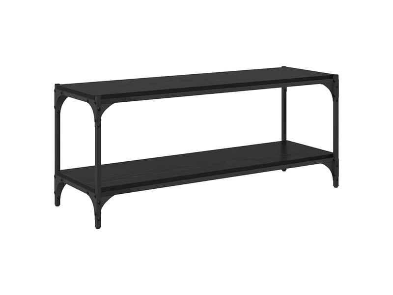  Meuble tv - banc tv - meuble de rangement chêne noir 100x33x41cm bois d'ingénierie et fer  - Conforama A