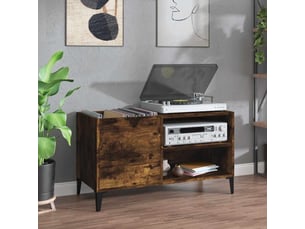Armoire à disques, armoire de rangement chêne fumé 84,5x38x48 cm bois d'ingénierie