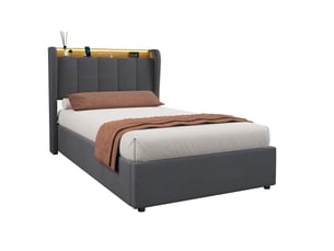 Lit coffre 90x200 cm ULQENI   coloris gris