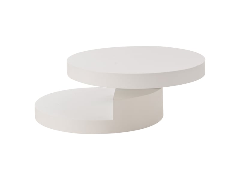  Table basse cylindrique rotative 360° avec led en mdf blanc 70x70x35,5 cm  - Conforama A