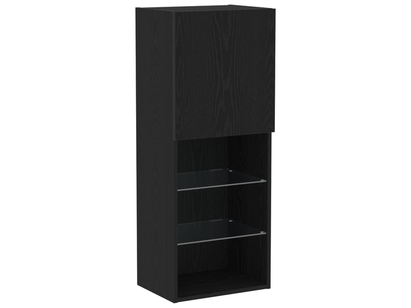  Meuble tv mural moderne avec étagères style épuré 190,5 x 30 x 132 cm en bois d'ingénierie chêne noir 02_0055929  - Conforama E