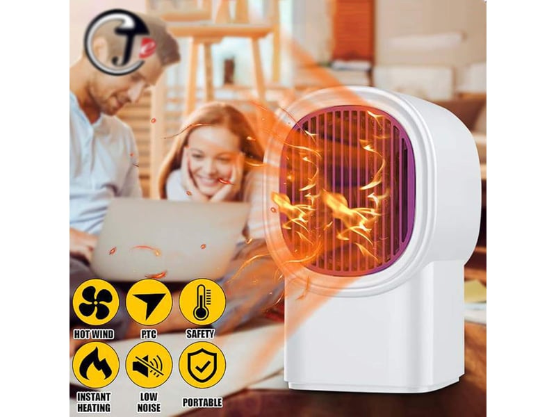  Chauffage électrique portable, mini ventilateur électrique portable, chauffage silencieux à économie d'énergie, blanc FC-QYH-03709QYH - Conforama B