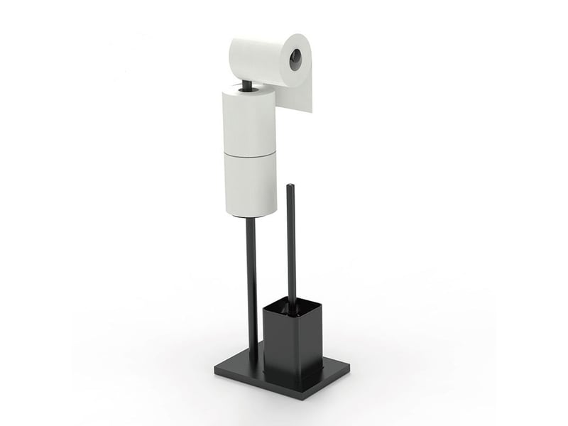  Porte-rouleau papier toilette debout en acier inoxydable – avec brosse wc  - Conforama A