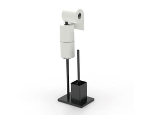 Porte-rouleau papier toilette debout en acier inoxydable – avec brosse wc