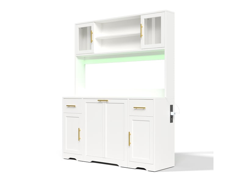  Meuble haut de cuisine avec plan de travail et led mdf blanc 140x40x173 cm N635P4783282930W - Conforama B