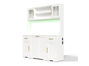Meuble haut de cuisine avec plan de travail et led mdf blanc 140x40x173 cm