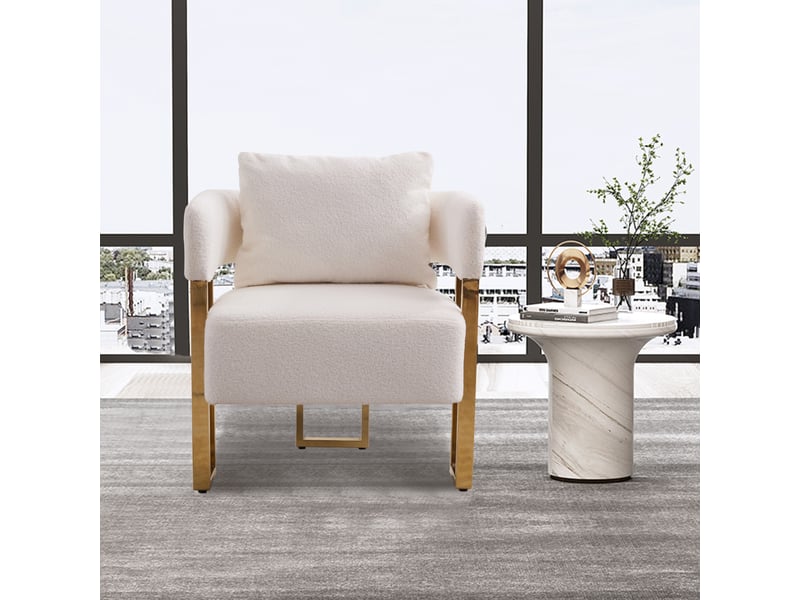  Fauteuil de loisirs 68x68x70 cm en velours blanc  - Conforama E