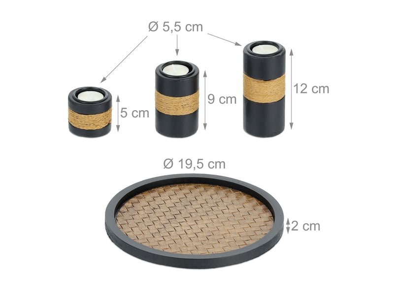  Porte-bougies décoratif avec plateau rond idéal ambiance cosy 40 x 40 x 5 cm en métal noir 13_0014680  - Conforama B