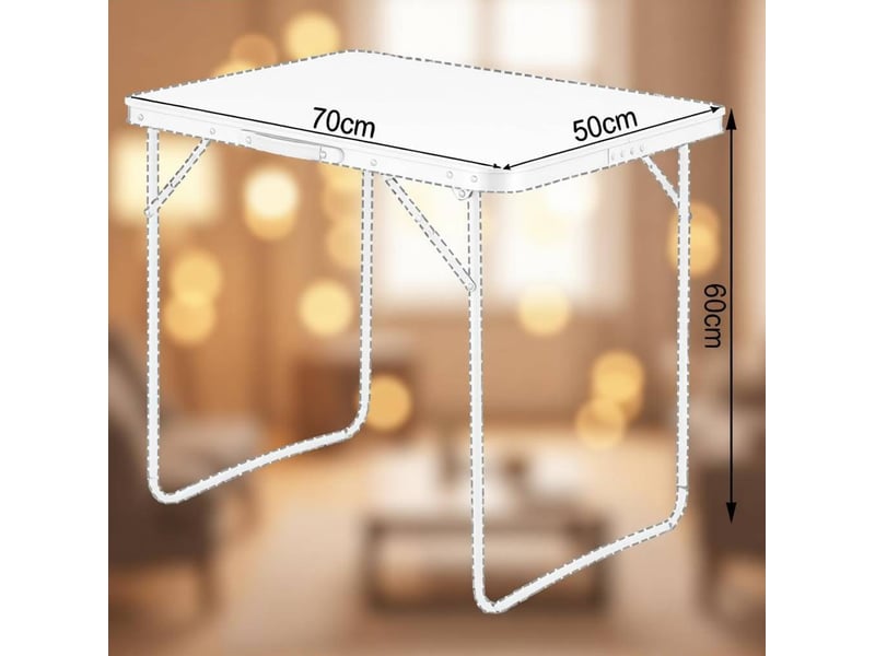  Table de camping pliante 70x50x60 cm chêne, aluminium fer et mdf, portable avec poignée de transport  - Conforama C