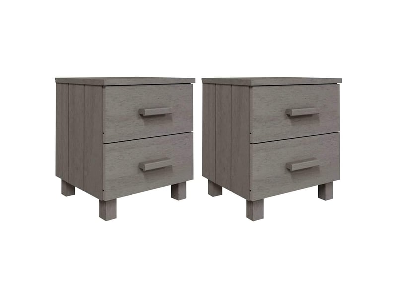  Lot de 2 tables de chevet - cabinet de chevet - table de nuit hamar gris clair 40x35x44,5cm bois massif  - Conforama A