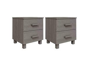 Lot de 2 tables de chevet - cabinet de chevet - table de nuit hamar gris clair 40x35x44,5cm bois massif
