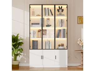 Vitrine coloris blanc 9 étagère(s) <strong>MEULVA</strong> <strong></strong> - 120 cmx200 cm