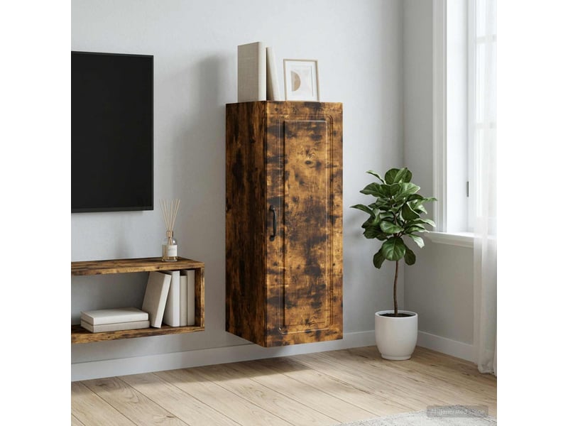  Armoire murale salon, meuble de rangement 33x34,5x90cm bois d'ingénierie chêne fumé shl806  - Conforama B