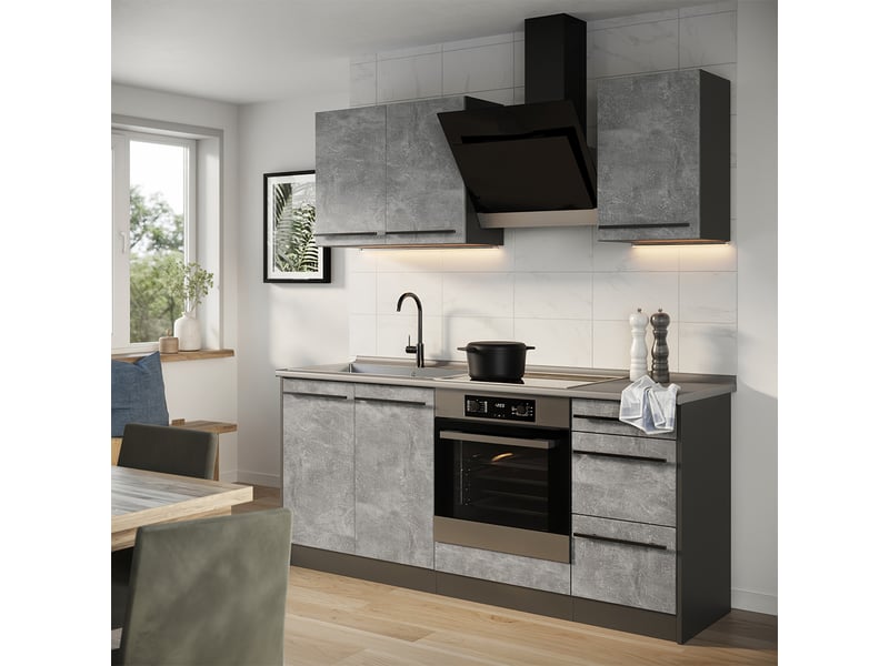  Vicco cuisine, bétonanthracite, 180cm plan de travail marbre  - Conforama C