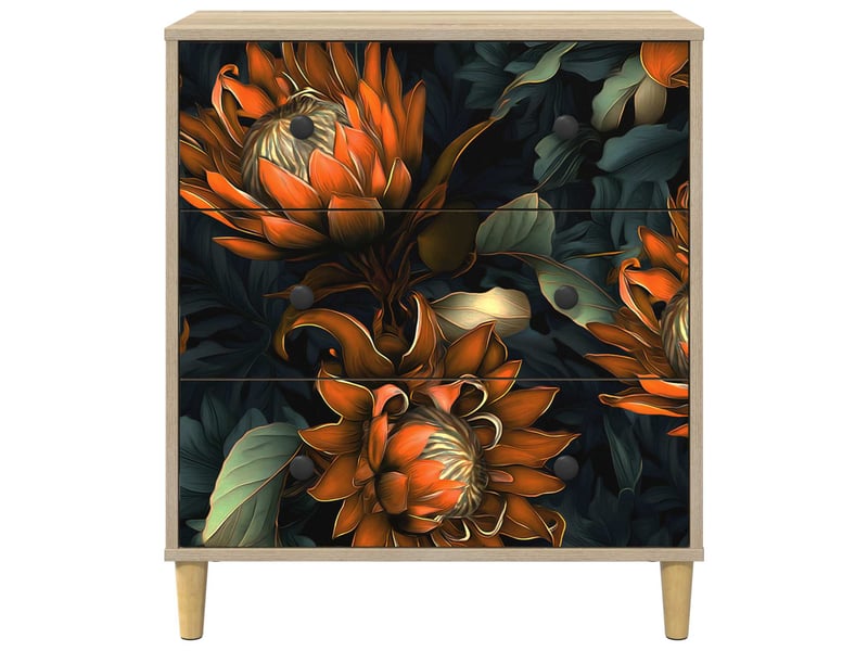  Commode chambre, meuble de rangement lochem impression orange 66 x 36,5 x 75 cm sonoma  - Conforama D