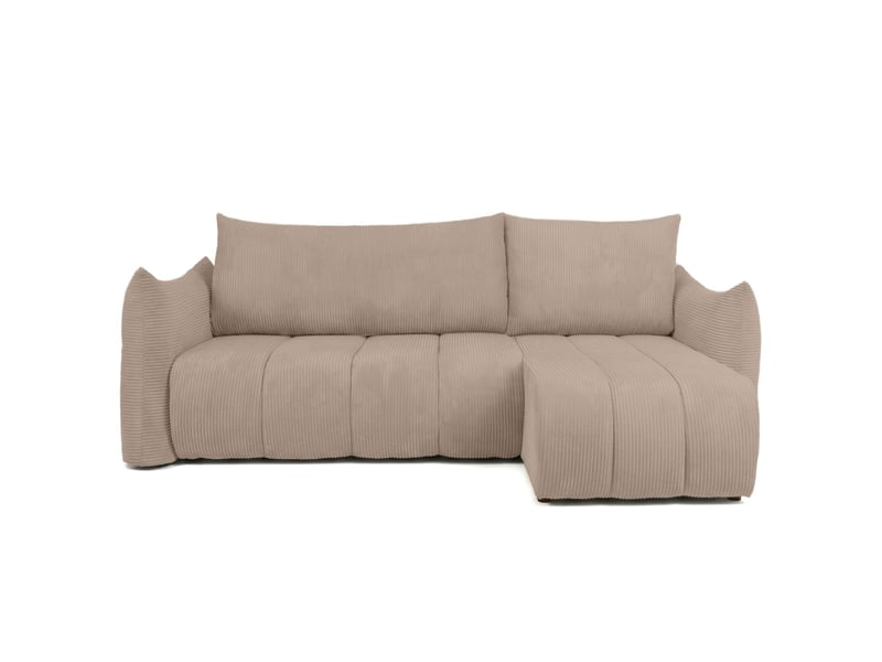  Canapé d'angle lysia mini réversible et convertible en velours côtelé - taupe LYSIA - Conforama D
