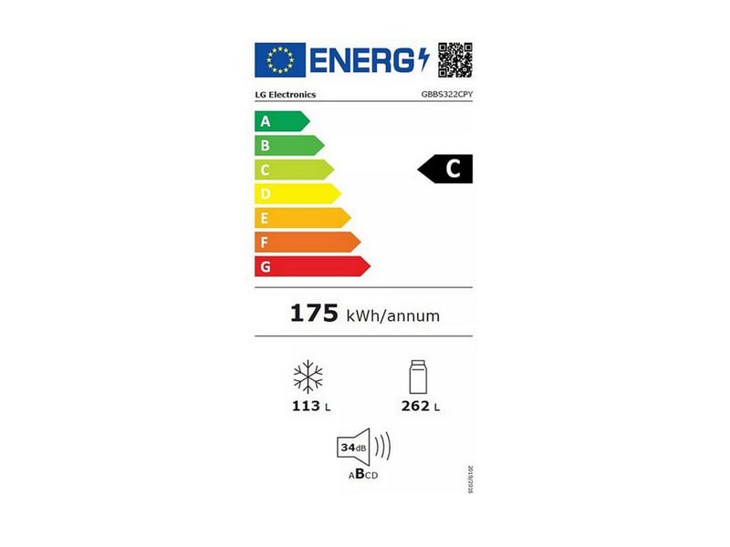 Lg - réfrigérateur combiné 60cm 375l nofrost silver gbbs322cpy - GBBS322CPY - Conforama B