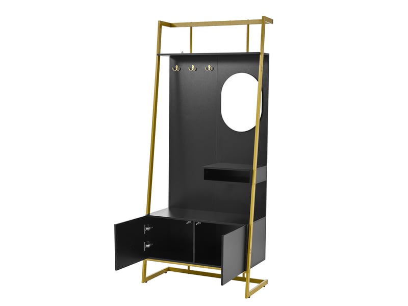 Portemanteau avec banc et rangement 78 x 180.5 cm en mdf noir - Conforama D