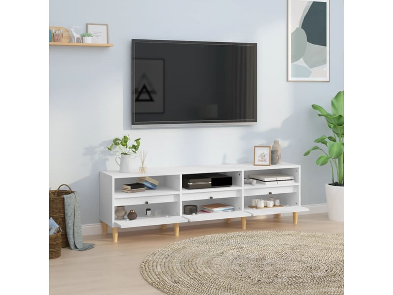  Meuble tv - banc tv - meuble de rangement blanc 150x30x44,5 cm bois d'ingénierie  - Conforama C