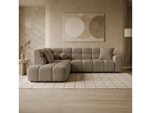 Canapé d'angle en tissu taupe - angle gauche