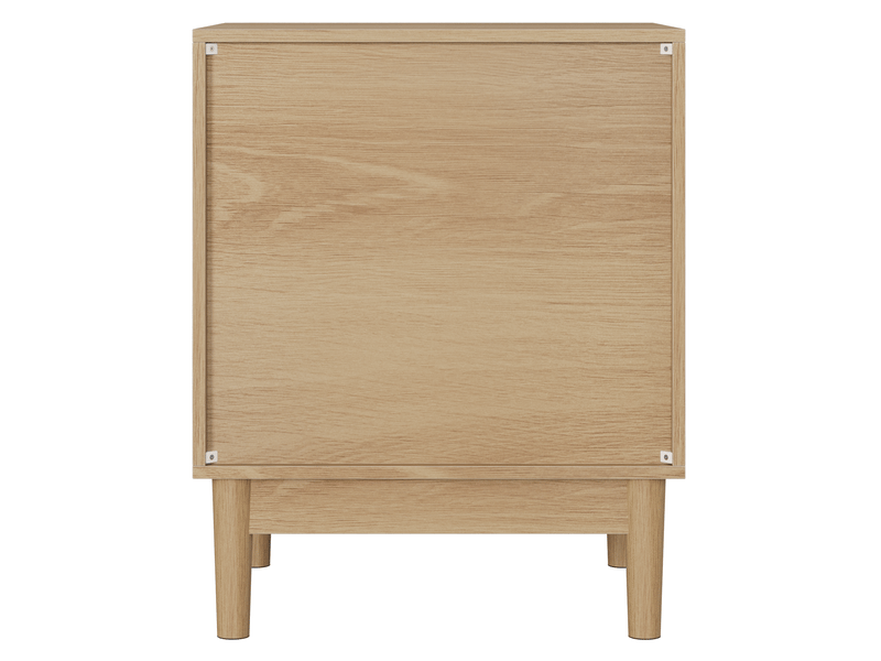 Table de chevet 45x39x56,5 cm avec 1 tiroir en mdf chêne clair, design à lattes, meuble de rangement pour chambre, salon - Conforama E