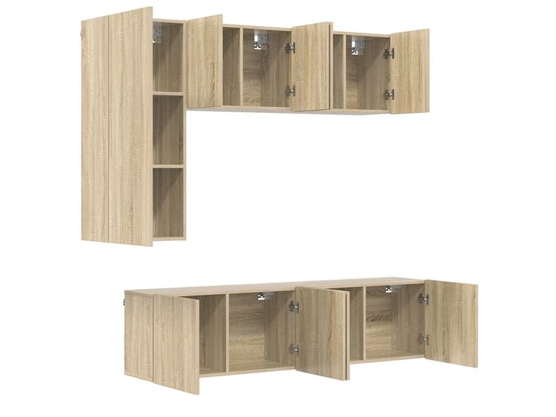  Unités murales tv 5 pcs chêne sonoma bois d'ingénierie  - Conforama E