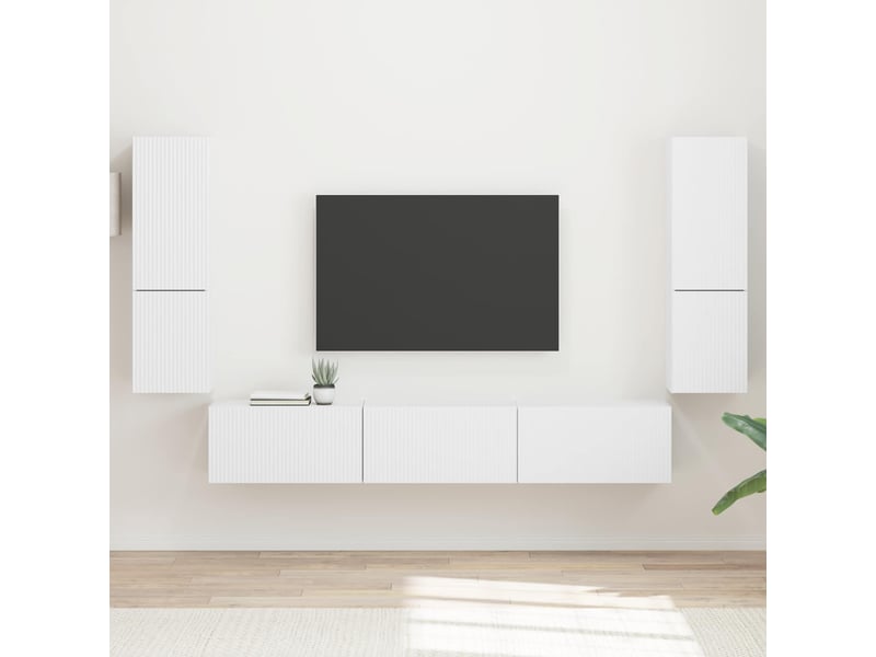  Ensemble meuble tv - banc tv - meuble de rangement 4 pcs blanc bois d'ingénierie  - Conforama B
