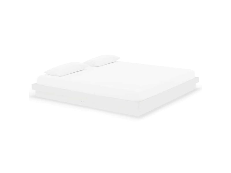  Lit double- lit adulte -  cadre de lit sans matelas blanc bois massif 200x200 cm  - Conforama A