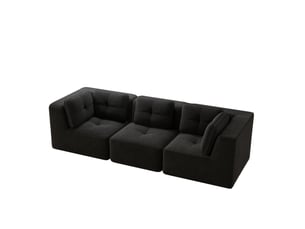 Canapé 3 places modulaire sans cadre en velours côtelé noir, assise profonde