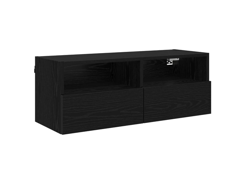  Lot de 2 meuble tv mural, meuble tv suspendu chêne noir bois d'ingénierie shl13002  - Conforama E