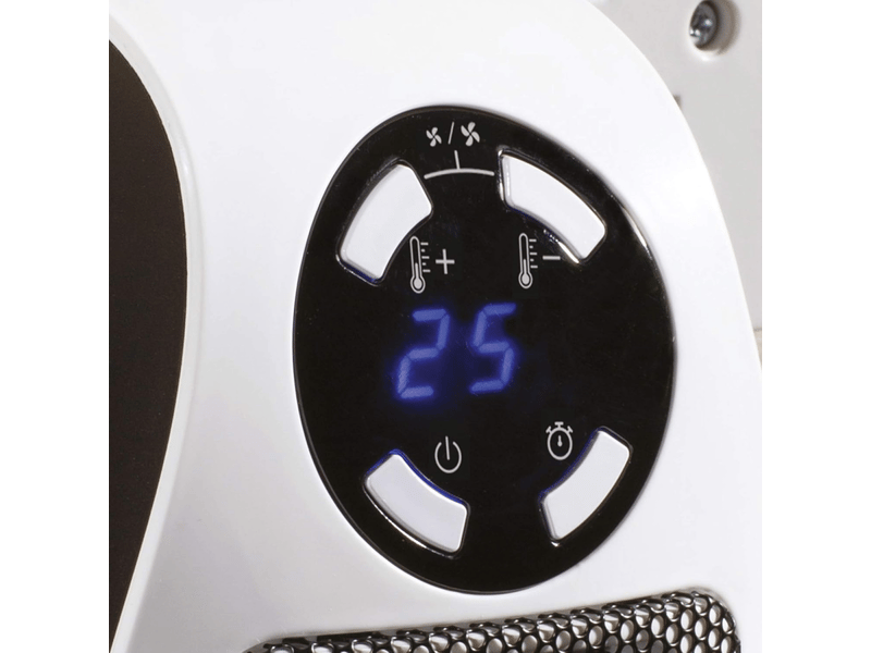  Mini-chauffage électrique blanc de 500 w, puissant et compact, avec affichage led, thermostat numérique, 2 vitesses de ventilation, minuterie réglabl, multicolore  - Conforama C