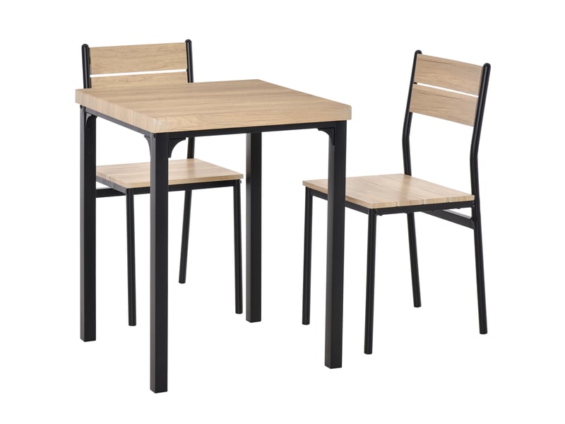  Ensemble salle à manger 3 pièces, table + 2 chaises, gain de place, bois naturel et noir.  - Conforama B