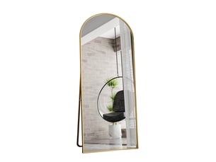 Miroir sur pied - 180 x 80 cm - or - miroir plein pied arqué extra-large en verre trempé, cadre en alliage d'aluminium