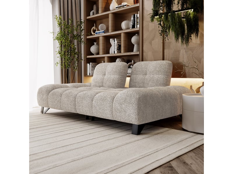 Canapé 2 places avec dossier amovible en tissu beige - Conforama D