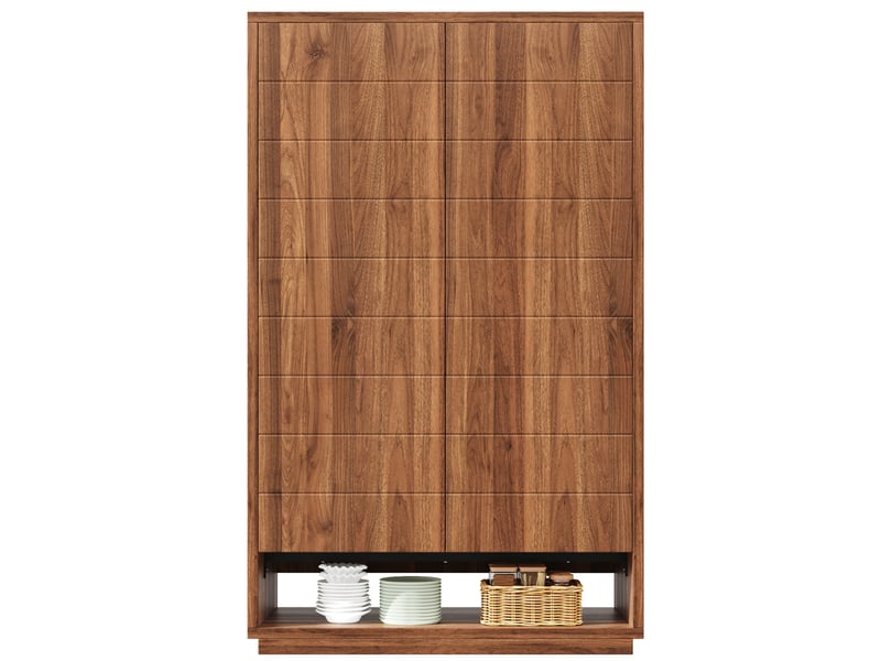  Buffet haut double porte 100x40x162,5 cm, 8 niveaux de rangement, ouverture pression, mdf métal brun foncé  - Conforama A