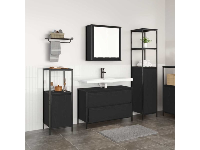  Ensemble de mobilier de salle de bain 3 pc chêne noir cf64330  - Conforama B