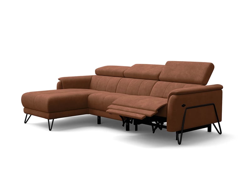  Canapé d'angle 4 places roden avec relax, tissu velours marron RODEN - Conforama A