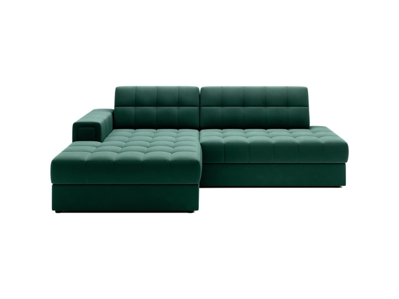  Canapé d'angle convertible cubito vert 240 cm avec coffre de rangement et couchage  - Conforama A