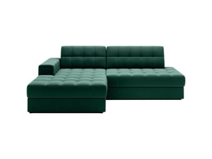 Canapé d'angle convertible cubito vert 240 cm avec coffre de rangement et couchage