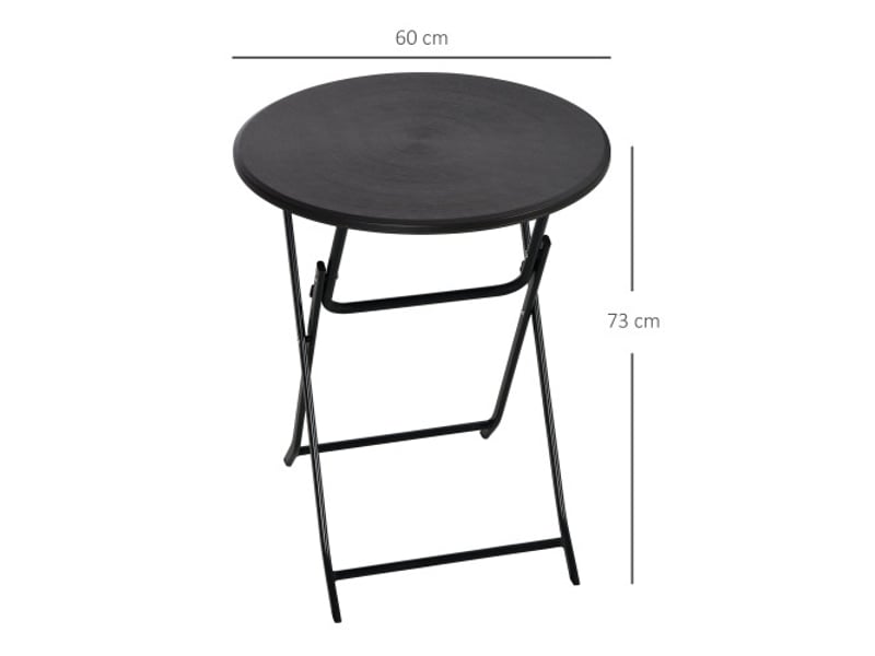  Table de jardin pliante ronde ø60 cm, effet bois décoratif, gris foncé, balcon et terrasse  - Conforama C