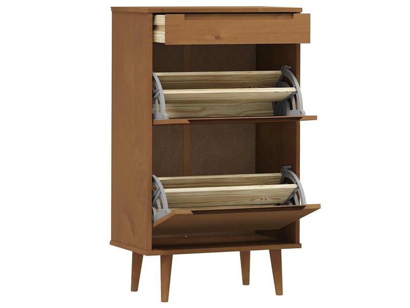  Meuble à chaussure, armoire à chaussures molde marron 59,5x35x103 cm bois de pin  - Conforama E