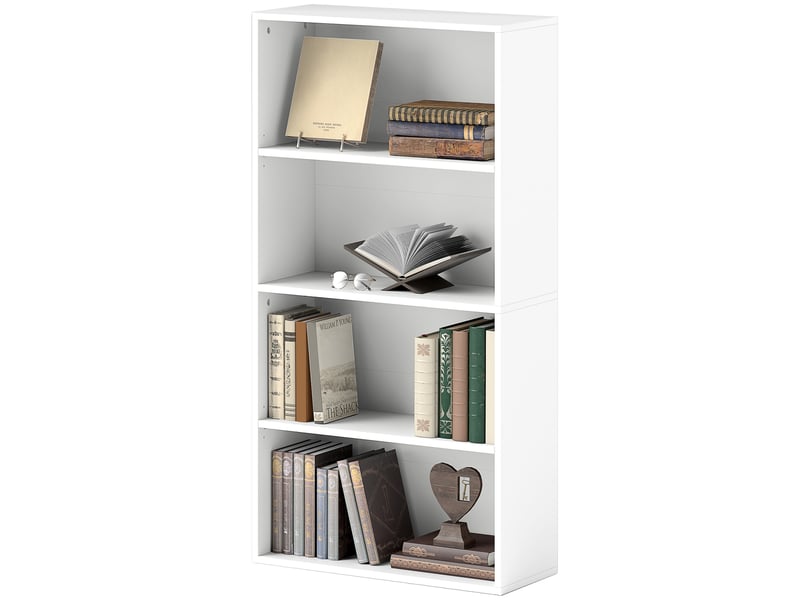  Bibliothèque à 4 niveaux avec 2 étagères modulables, en bois, 60 x 24 x 115,5 cm, blanche  - Conforama B
