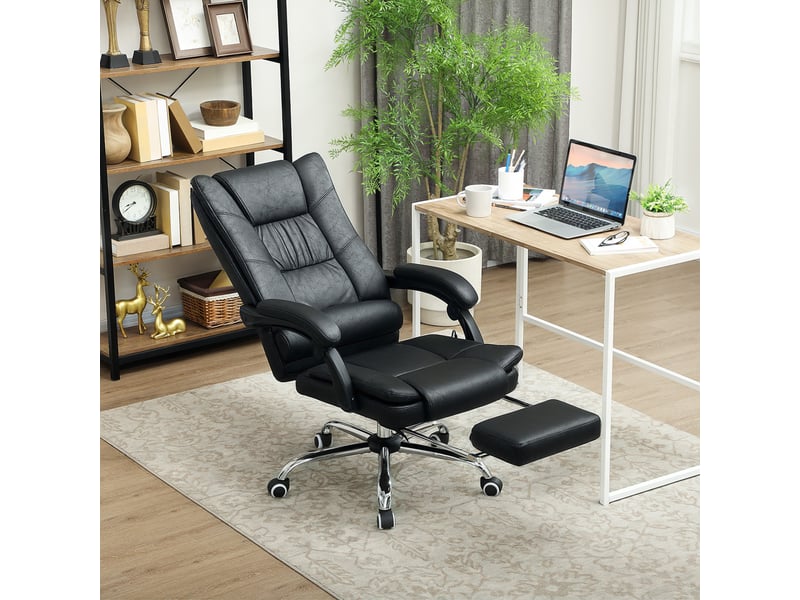  Fauteuil de massagefauteuil de bureau avec fonction massage, repose-pieds inclus, hauteur réglable, 64 cm x 70 cm x 118 cm, noir  - Conforama D