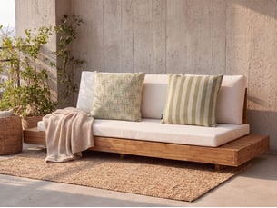 Lot de 2 coussins d'extérieur calia motif de plante 45 x 45 cm beigevert