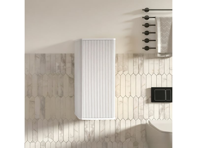 Meuble de salle de bains suspendu façade rainurée mdf blanc 36x29x75 cm W3416P486445 - Conforama E