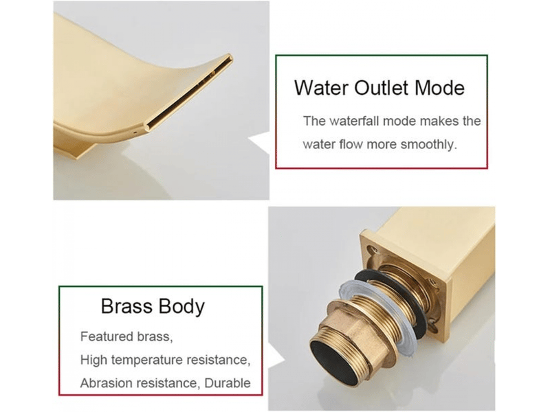  Robinet de lavabo doré effet cascade, mitigeur eau chaudeeau froide pour montage sur pont, robinet monocommande  - Conforama D