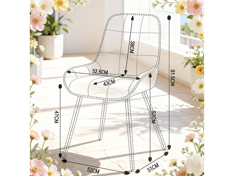  Lot de 4 chaises de salle à manger à dossier incurvé et assise rembourrée en velours blanc et métal noir  - Conforama C